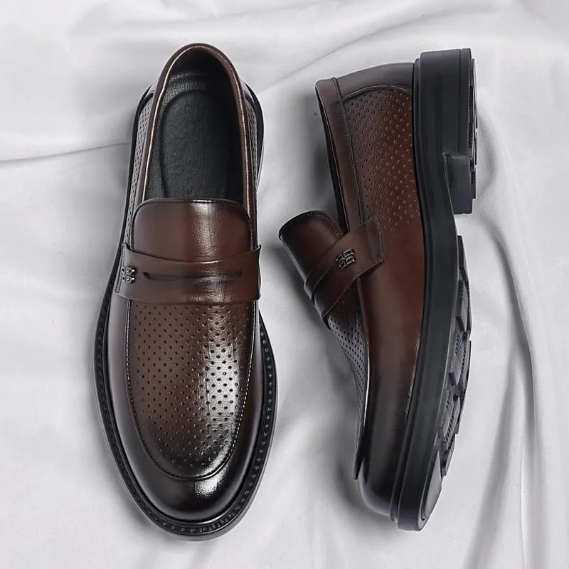 Men Formal Casual Business Wedding Work Loafers Retro Comfortable Leather Dress Shoes Slip On Pointed Toe Derby Dress Shoes for Men
