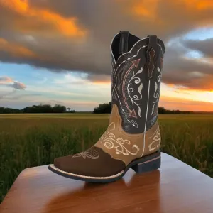 Men's Bovino Nobuck Leather Classic Western Cowboy Boots 'El Señor de los Cielos' 124080