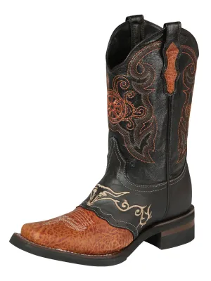 Men's Genuine Leather Embroidered Saddle Western Cowboy Boots 'El General' 40667