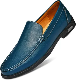 Mens Genuine Leather Slip-on Loafers Casual Hollow Breathable Comfort Penny Loafers Shoes Soft Sole Flat Dress Driving Causal Shoes