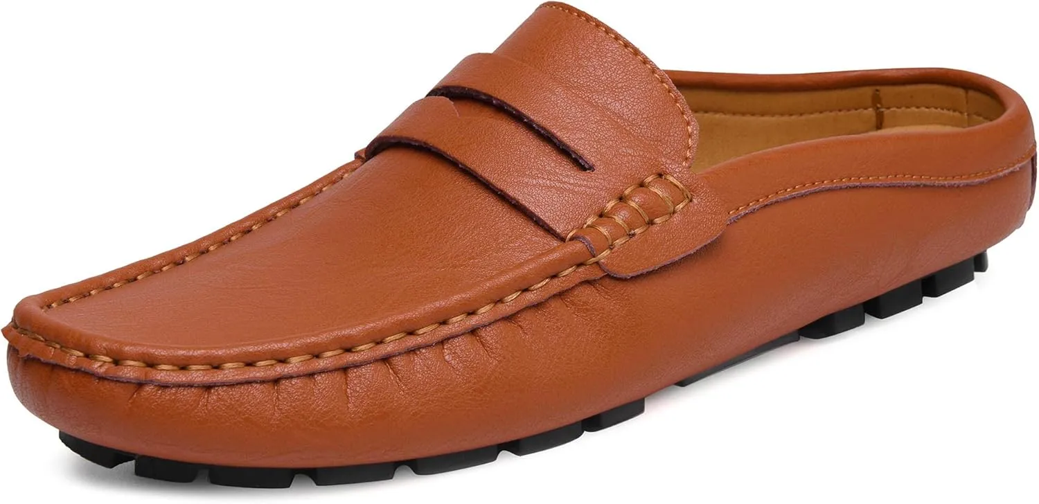 Mens Handmade Leather Mules Clog Slippers Breathable Leather Slip on Shoes Casual Loafers