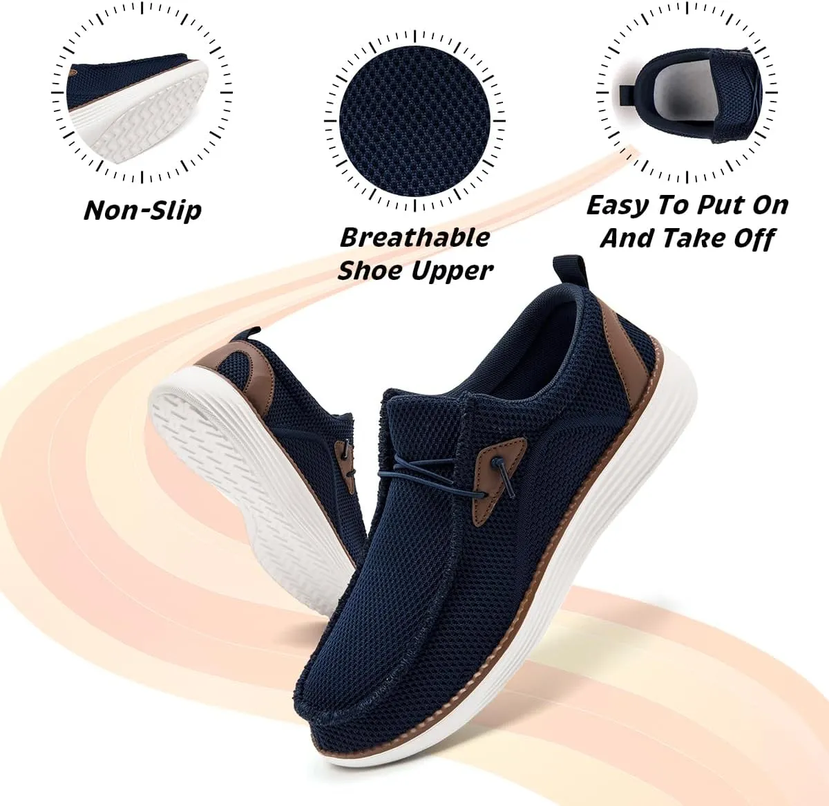 Men's Loafers Slip On Walking Shoes Mens Boat Casual Work Sneakers for Men Loafer Running Tennis Lightweight Comfortable Shoes
