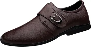 Mens Plaid Toe Shoes Premium Split Cow Leather Uppers，Casual Leather Shoes Soft Cowhide Versatile Leather Breathable Lightweight Comfy Shoes