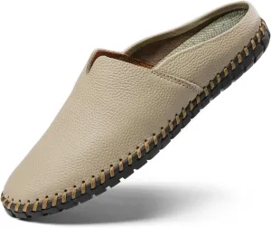 Men’s Slip-On Loafers Mules Clog Handmade Leather Slippers Hand Stitched no-Heel Casual Shoes for Men Breathable Comfortable Soft