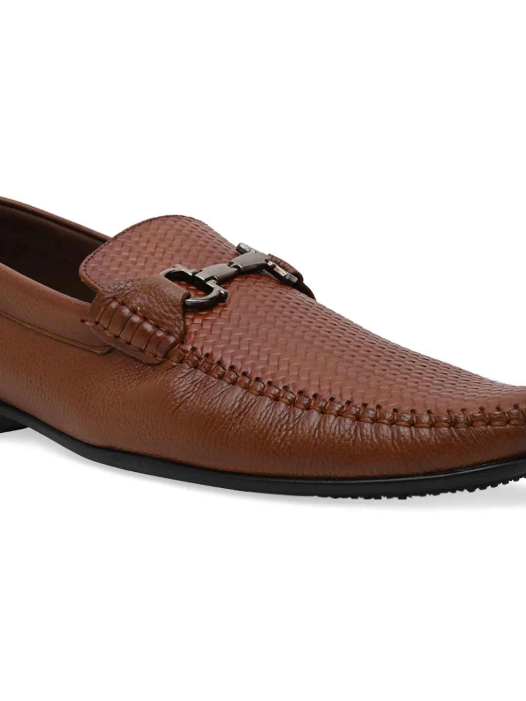 Mens Textured Leather Loafers