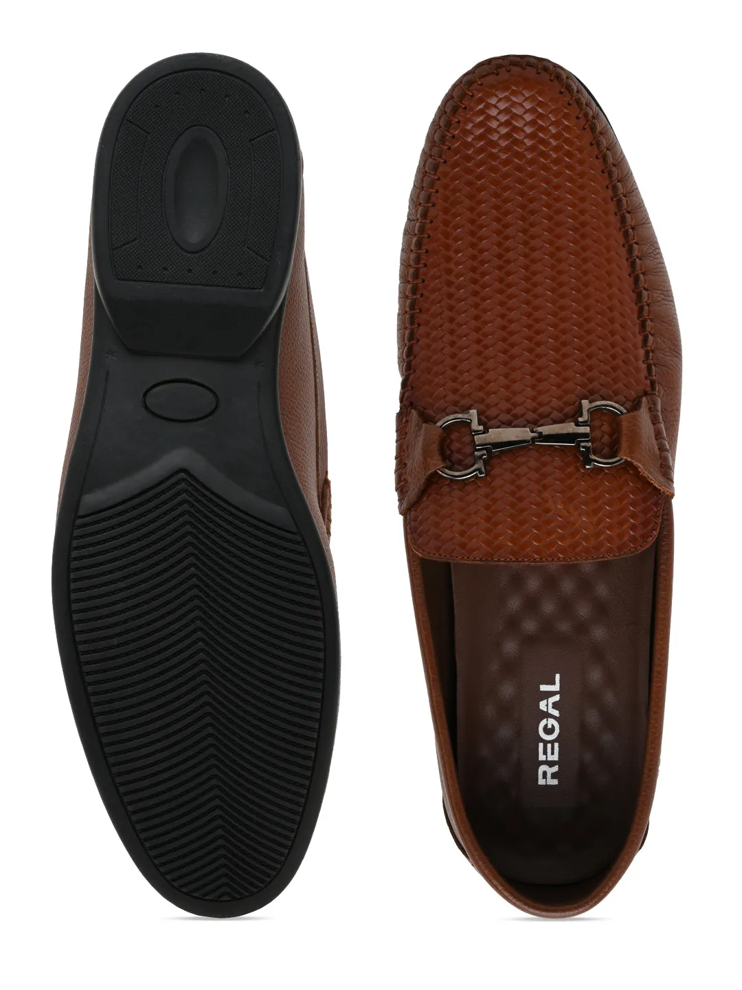 Mens Textured Leather Loafers