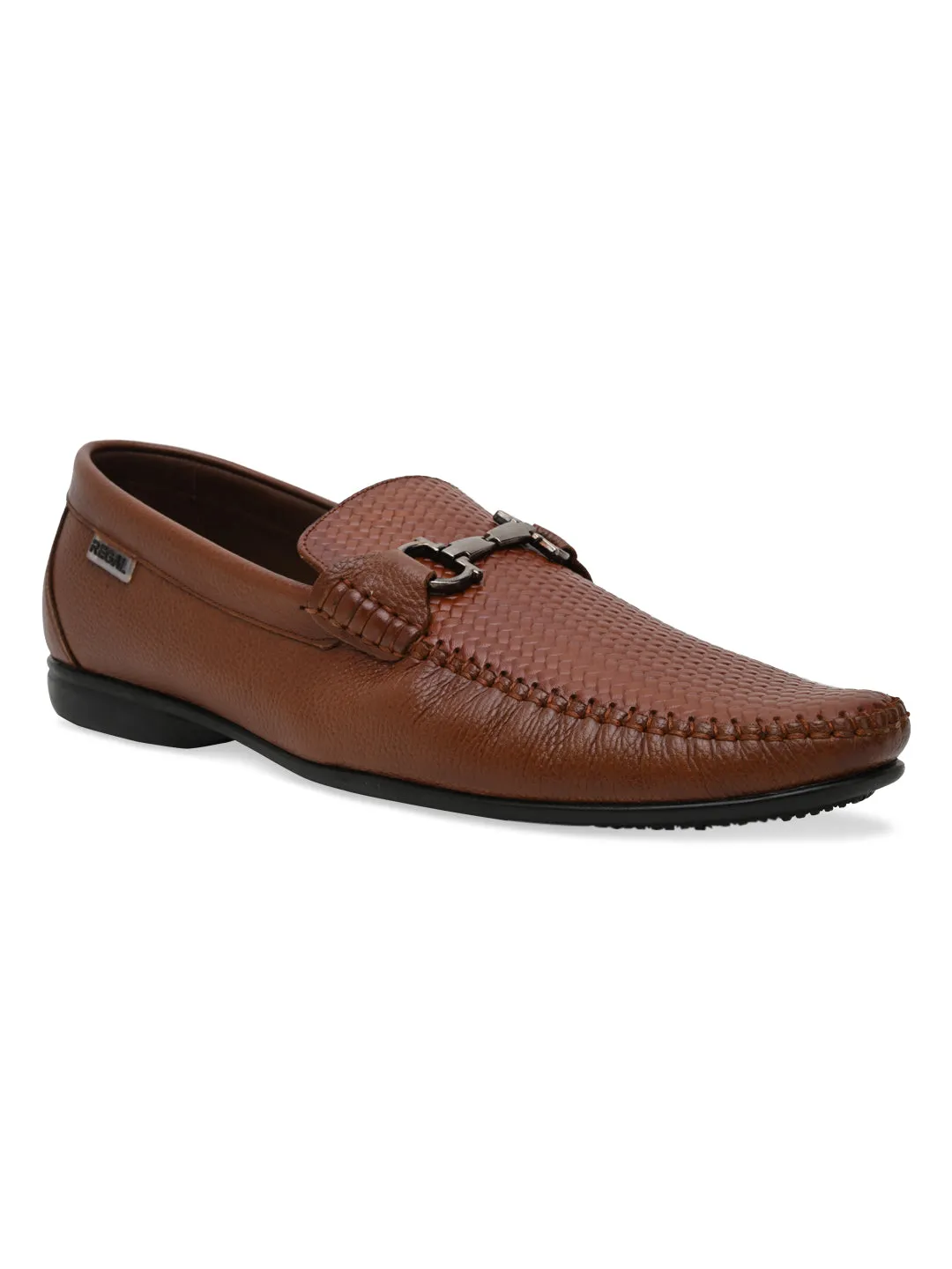 Mens Textured Leather Loafers
