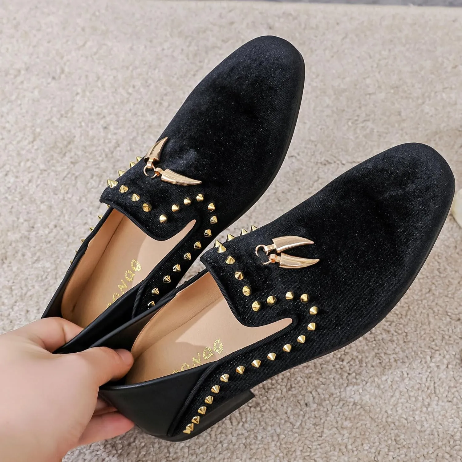 Men's Velvet Loafers Mens Shiny Slip-on Slippers, Classic Formal Wear Fashion Dress Loafer, Penny Party Wedding Dress Shoes for Men