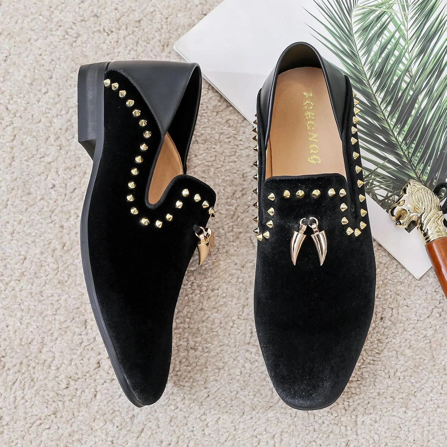 Men's Velvet Loafers Mens Shiny Slip-on Slippers, Classic Formal Wear Fashion Dress Loafer, Penny Party Wedding Dress Shoes for Men