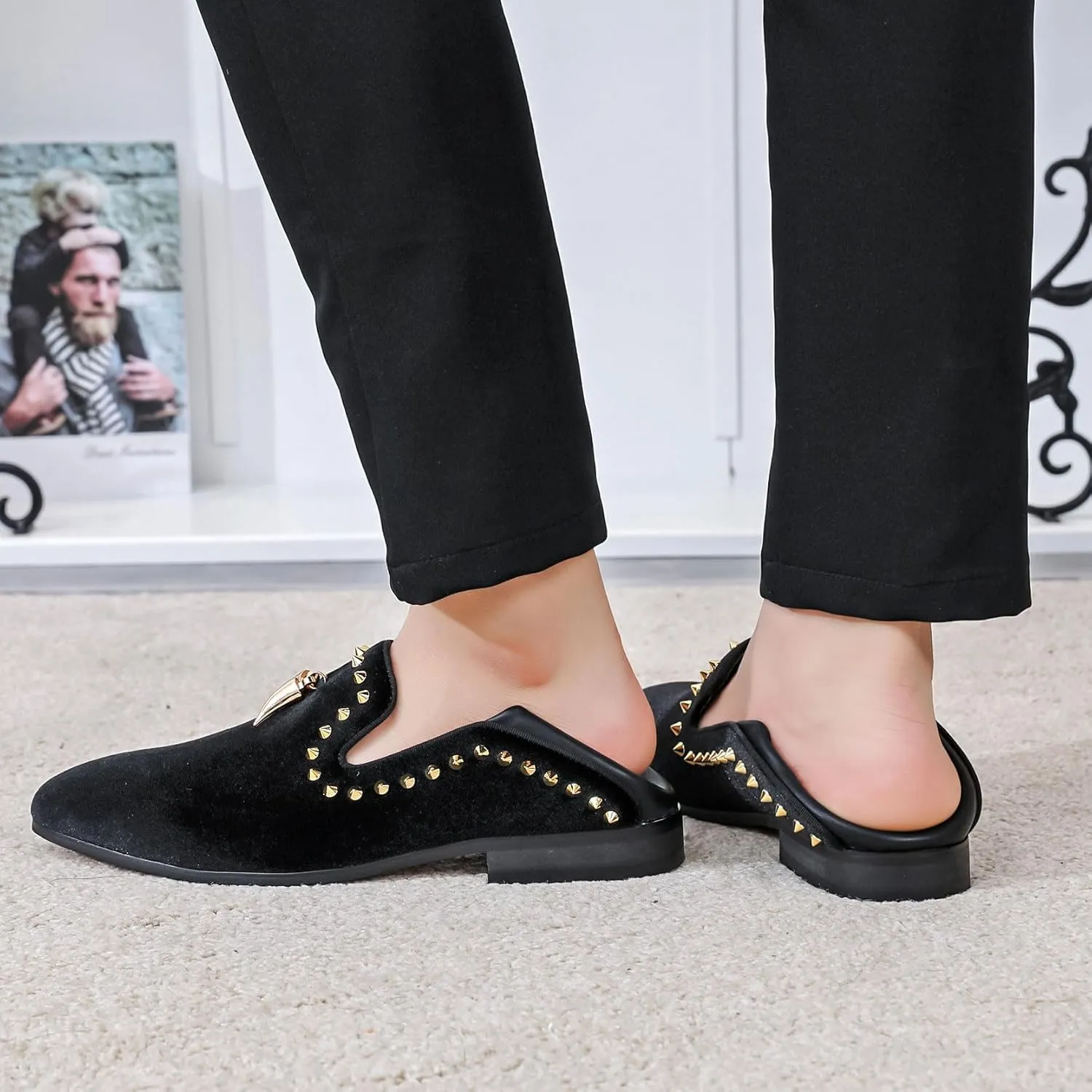 Men's Velvet Loafers Mens Shiny Slip-on Slippers, Classic Formal Wear Fashion Dress Loafer, Penny Party Wedding Dress Shoes for Men