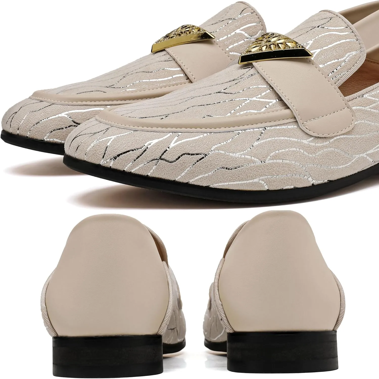 Men's Velvet Loafers Mens Shiny Slip-on Slippers, Classic Formal Wear Fashion Dress Loafer, Penny Party Wedding Dress Shoes for Men