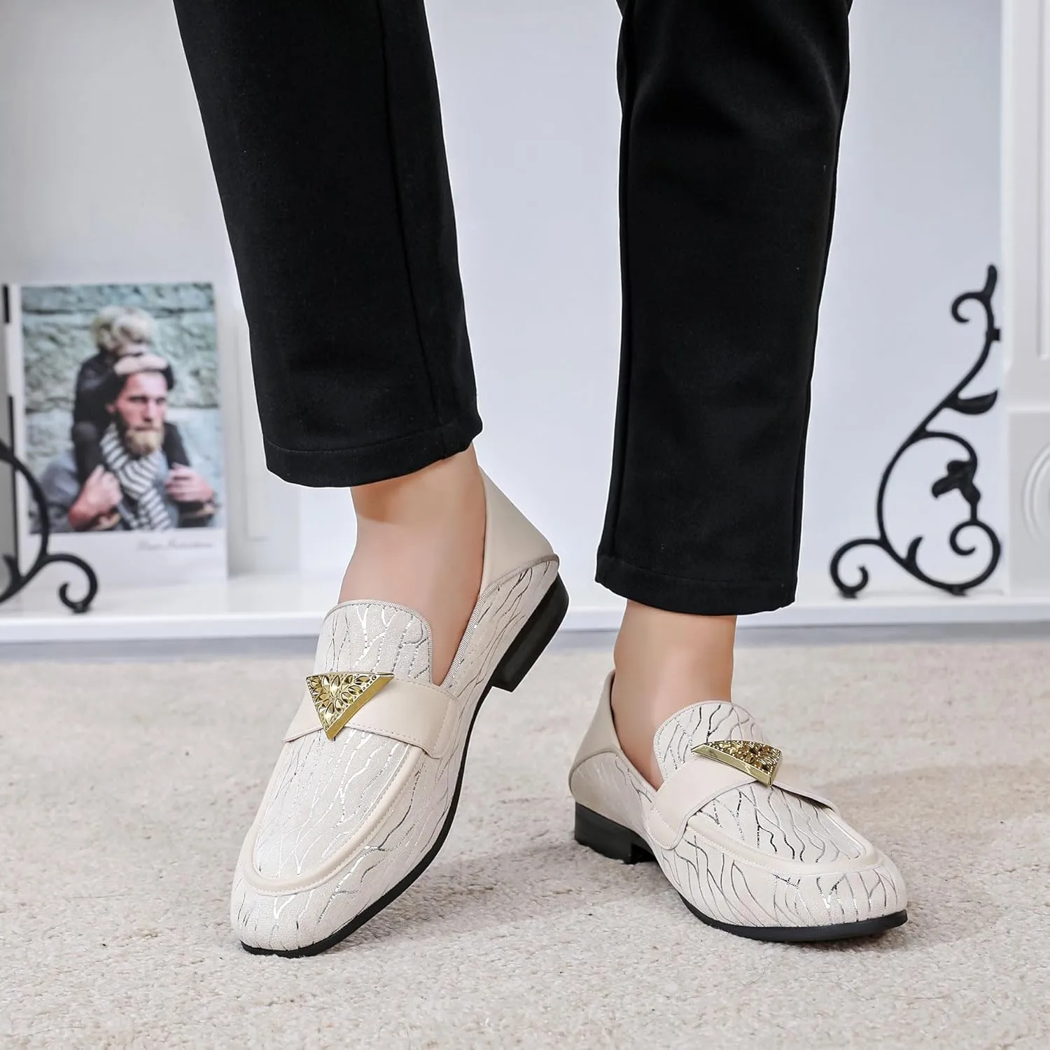 Men's Velvet Loafers Mens Shiny Slip-on Slippers, Classic Formal Wear Fashion Dress Loafer, Penny Party Wedding Dress Shoes for Men