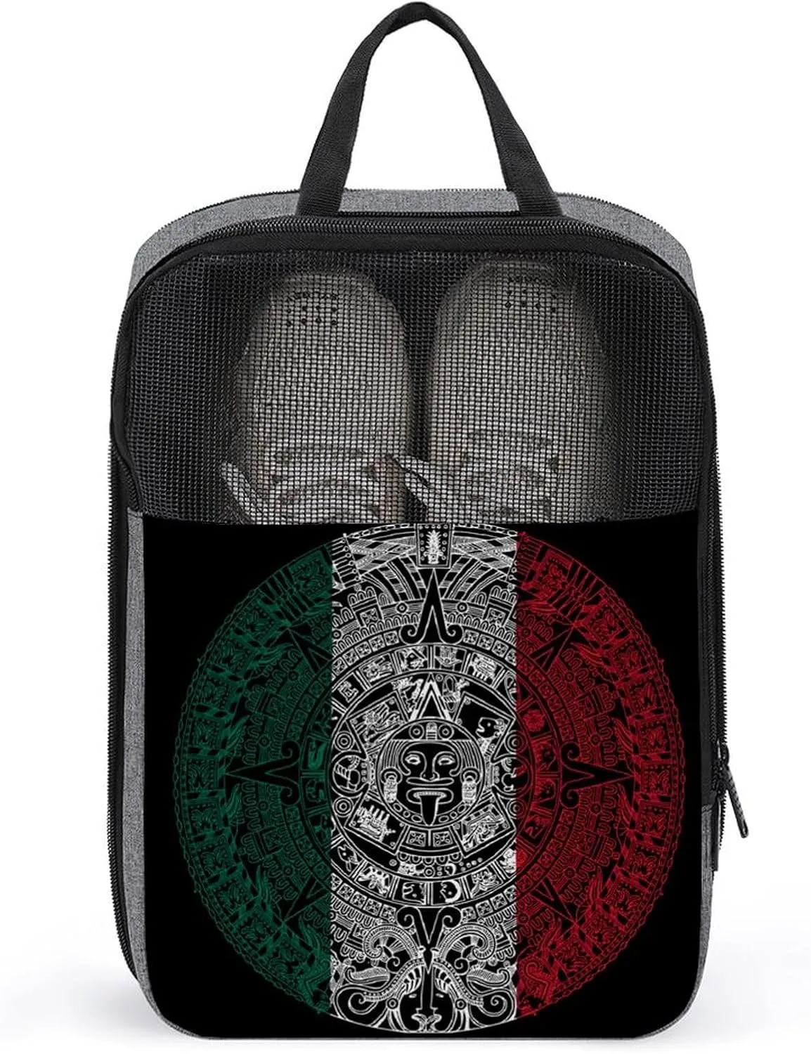 Mexico Aztec Calendar Travel Shoe Bag,Waterproof Portable Shoes Pouch with Handle,Multifunctional Storage Bag Shoes Pouch Suitcase Shoe for Travel And Daily Use