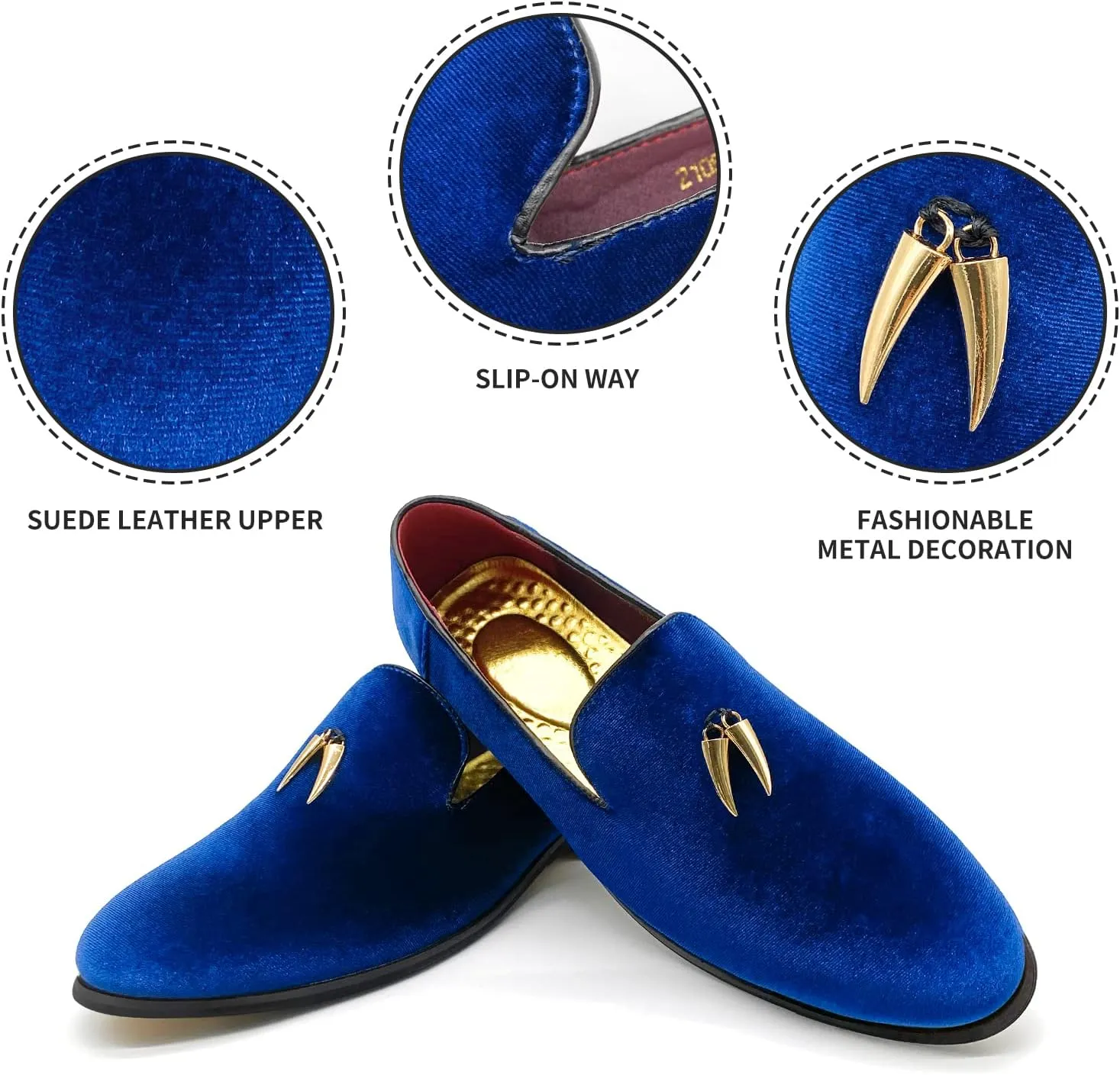MHB Men's Penny Slip-On Velvet Loafer Suede Dress Shoes Glitter Smoking Slipper