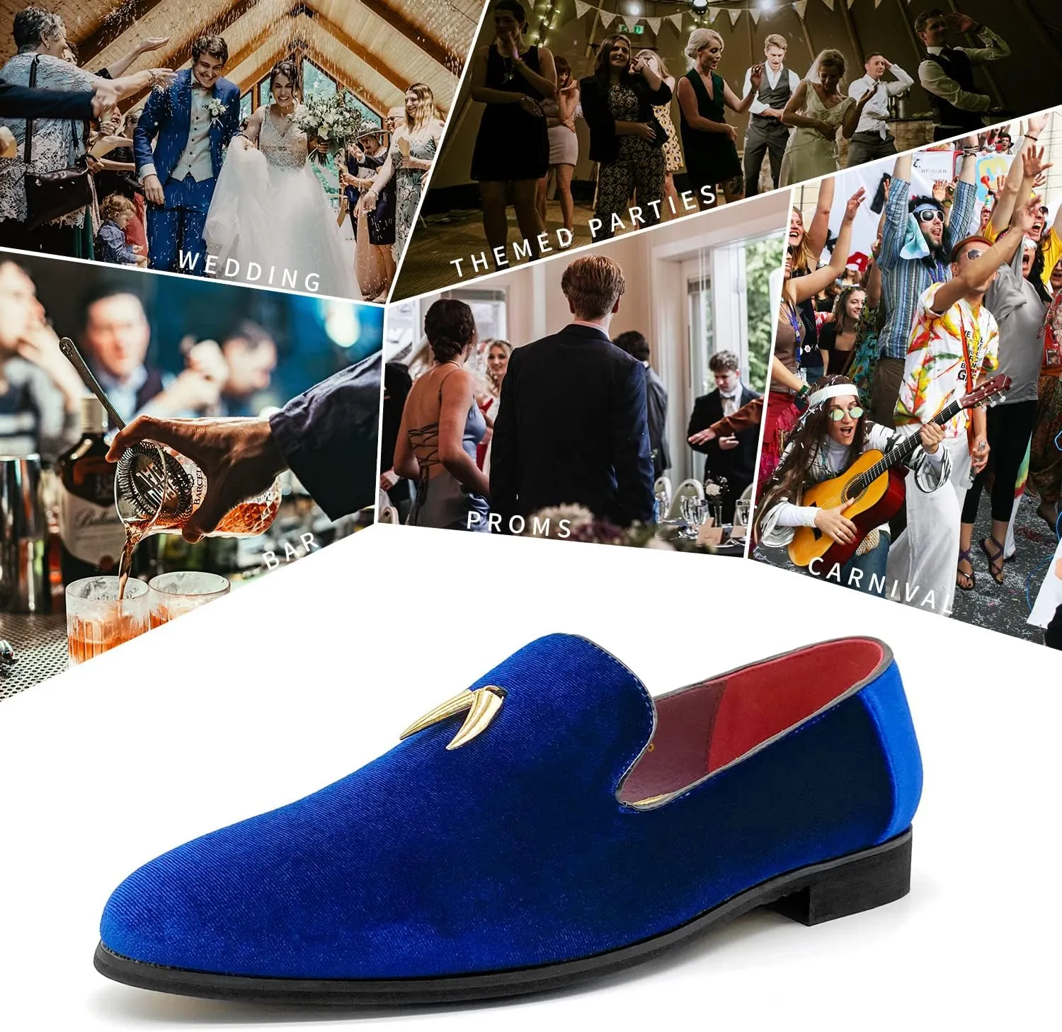 MHB Men's Penny Slip-On Velvet Loafer Suede Dress Shoes Glitter Smoking Slipper