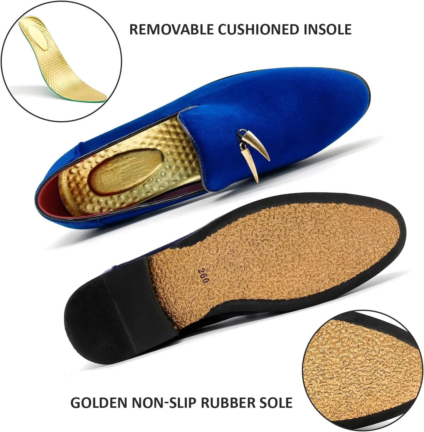 MHB Men's Penny Slip-On Velvet Loafer Suede Dress Shoes Glitter Smoking Slipper