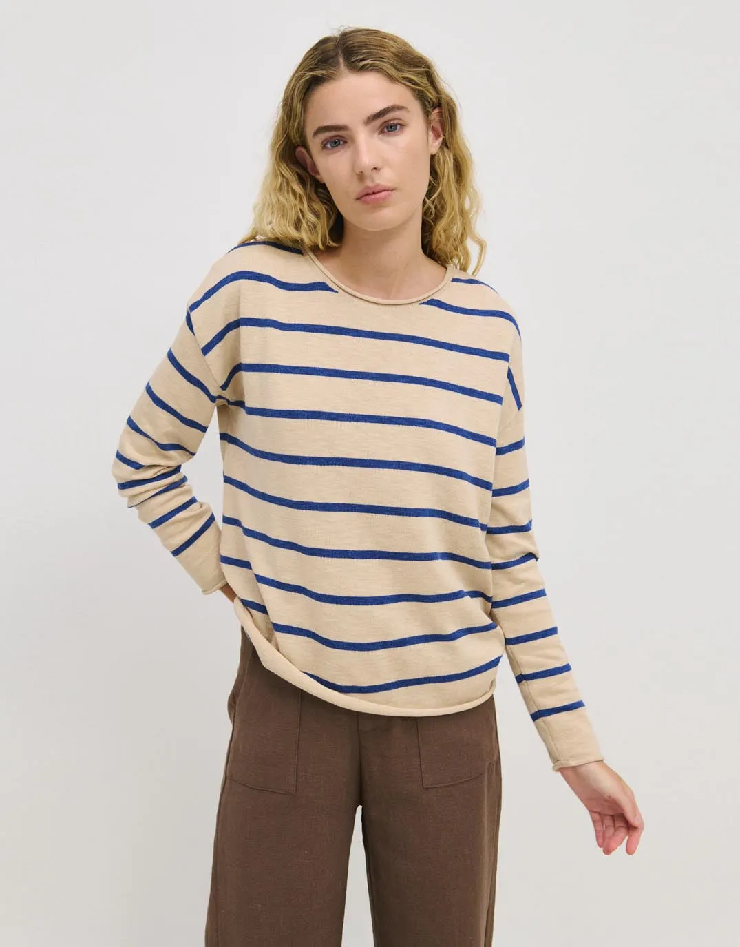 Minnie Knit Top  - Blonde/Regatta Blue