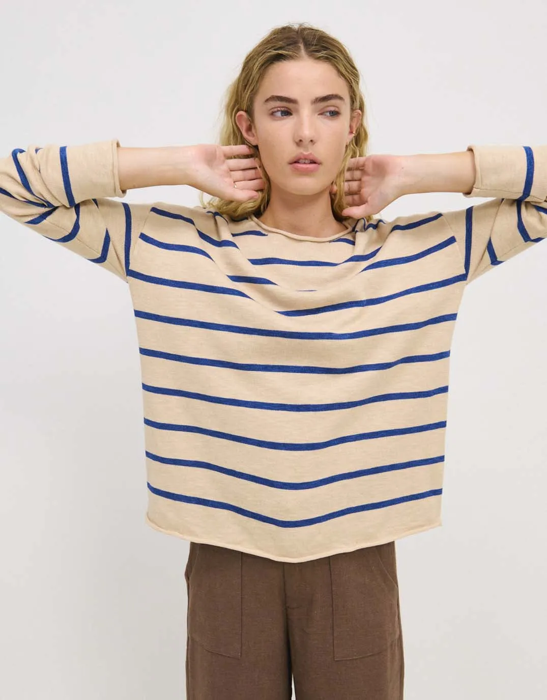 Minnie Knit Top  - Blonde/Regatta Blue