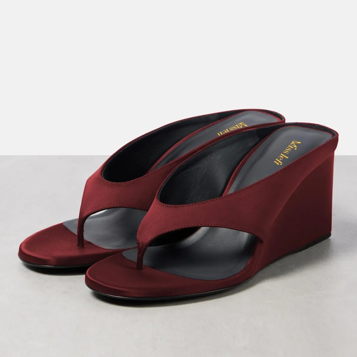 miss left Women Fashion Open Toe Flip Flops Slip on Wedge High Heel Thong Sandals Summer Casual Vacation Daily Wear Mules Size 4-16 US