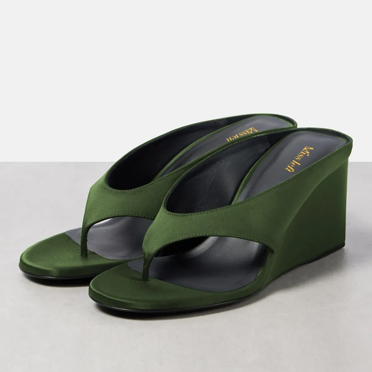 miss left Women Fashion Open Toe Flip Flops Slip on Wedge High Heel Thong Sandals Summer Casual Vacation Daily Wear Mules Size 4-16 US