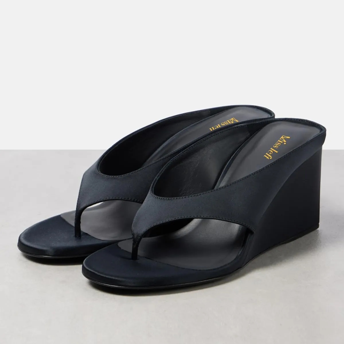 miss left Women Fashion Open Toe Flip Flops Slip on Wedge High Heel Thong Sandals Summer Casual Vacation Daily Wear Mules Size 4-16 US