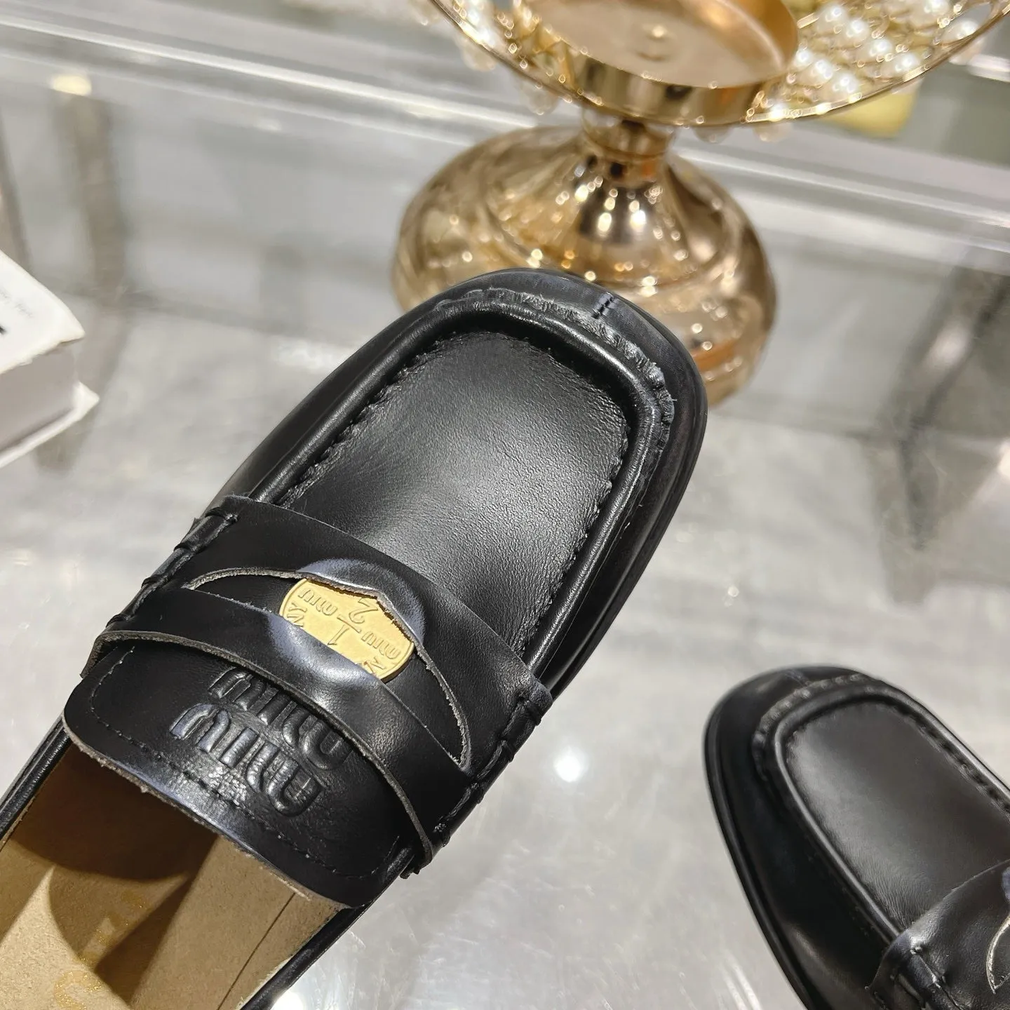 Miu 25C Loafers Black Cowhide 235301