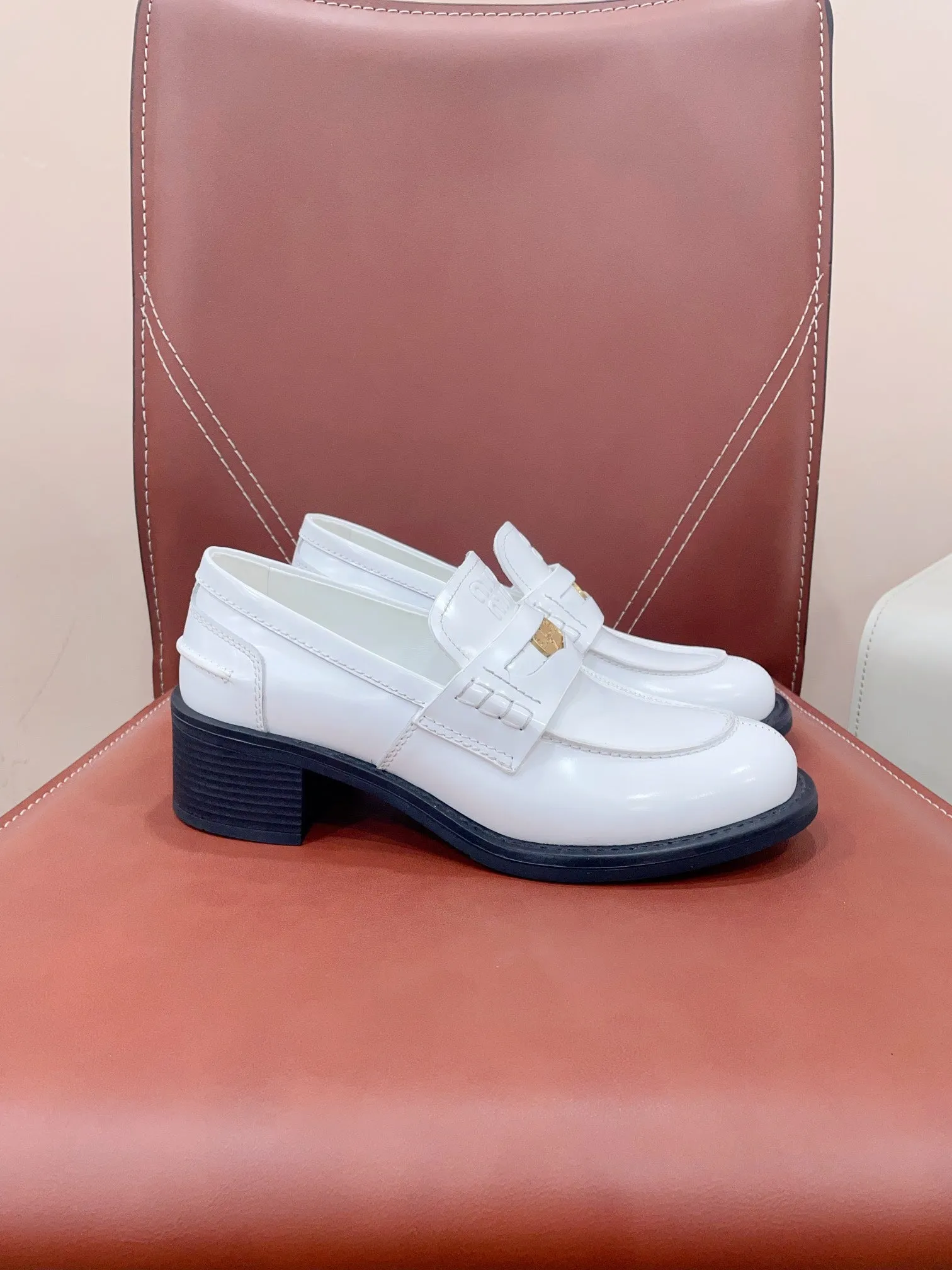 Miu Loafers White cowhide