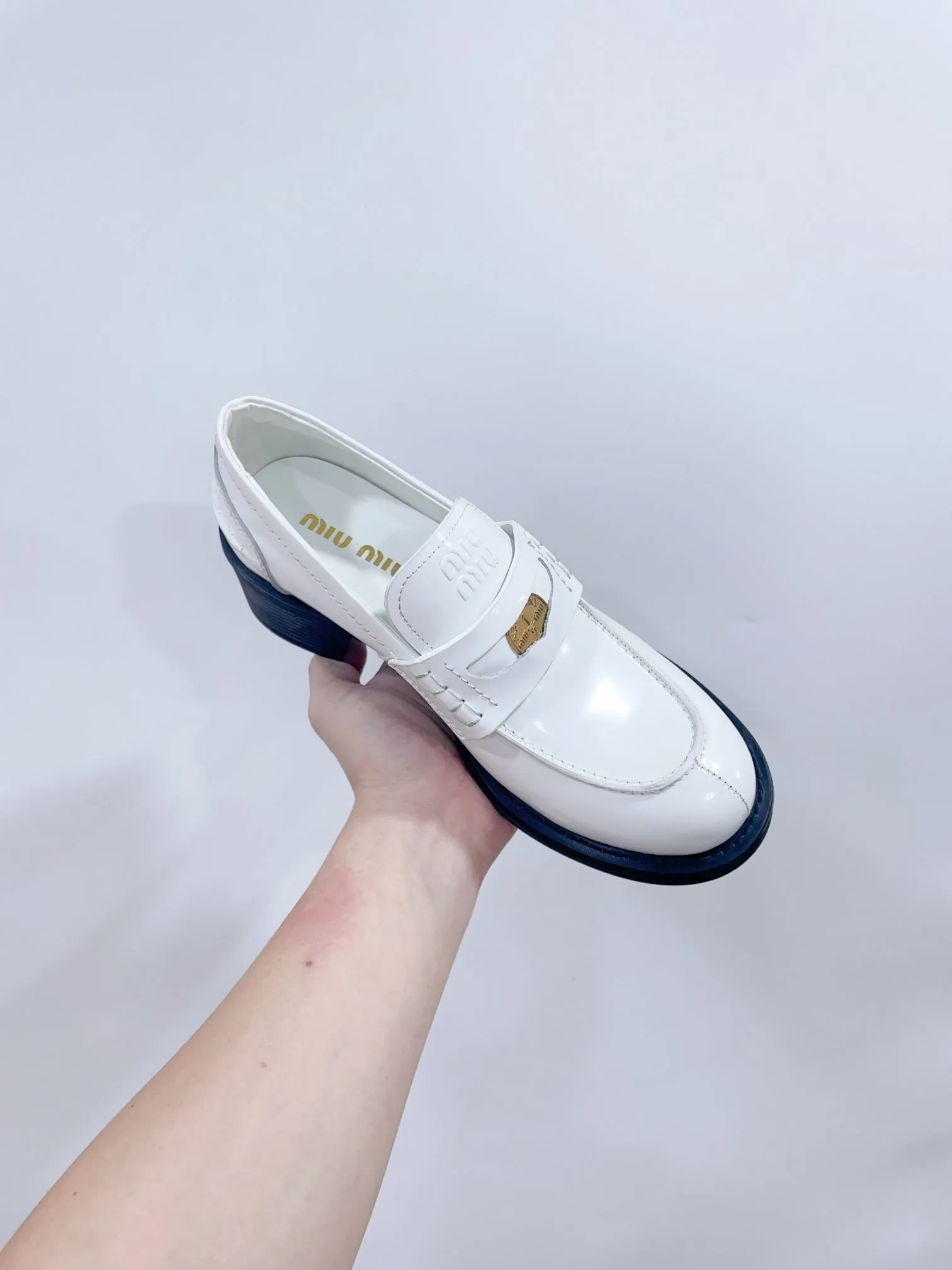 Miu Loafers White cowhide