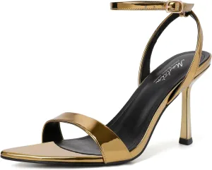 Mostrin Heels for Women Strappy Lace Up Ankle Strap Heels Pointed Open Toe Stiletto High Heeled Sandals for Prom, Party, Daily