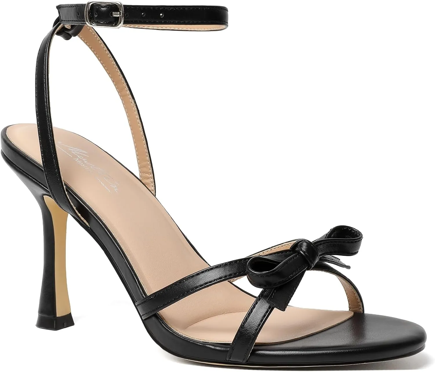 Mostrin Strappy Heels for Women Lace Up Ankle Strap Round Open Toe Stiletto High Heels Women's Heeled Sandals for Prom, Party, Daily