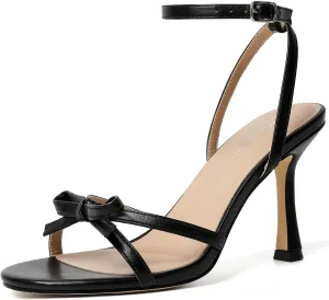 Mostrin Strappy Heels for Women Lace Up Ankle Strap Round Open Toe Stiletto High Heels Women's Heeled Sandals for Prom, Party, Daily