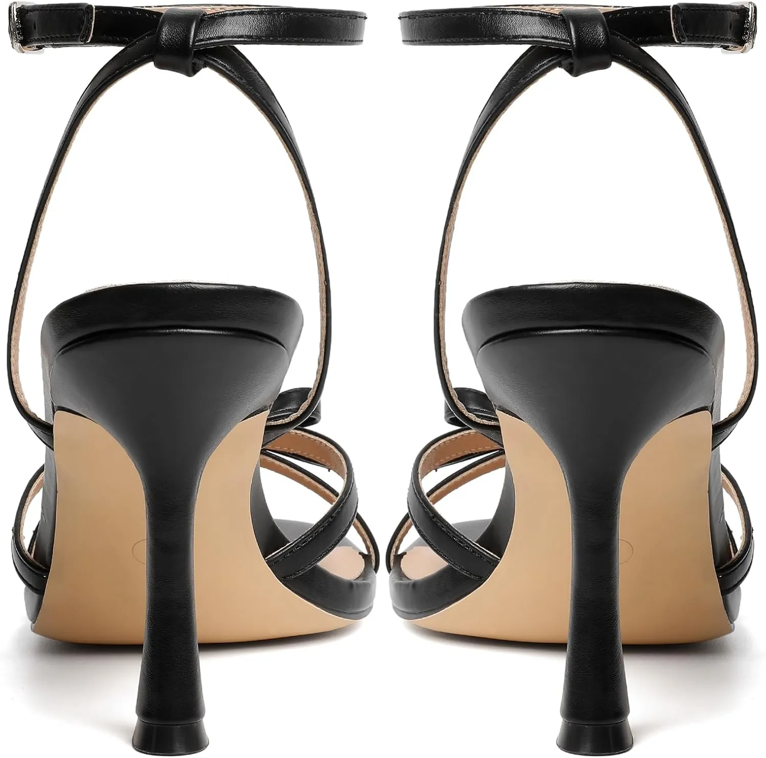 Mostrin Strappy Heels for Women Lace Up Ankle Strap Round Open Toe Stiletto High Heels Women's Heeled Sandals for Prom, Party, Daily
