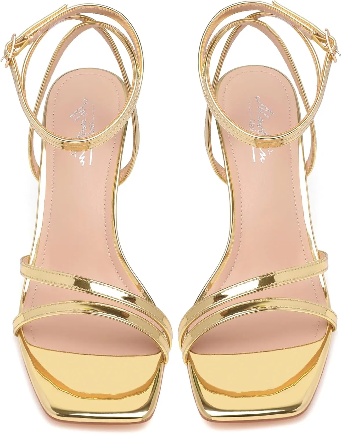 Mostrin Womens Sandals Strappy Heels for Women Ankle Strap Lace Up Heels Square Open Toe Heels Tie Up Stiletto High Heeled Sandals for Prom, Party, Daily Wear