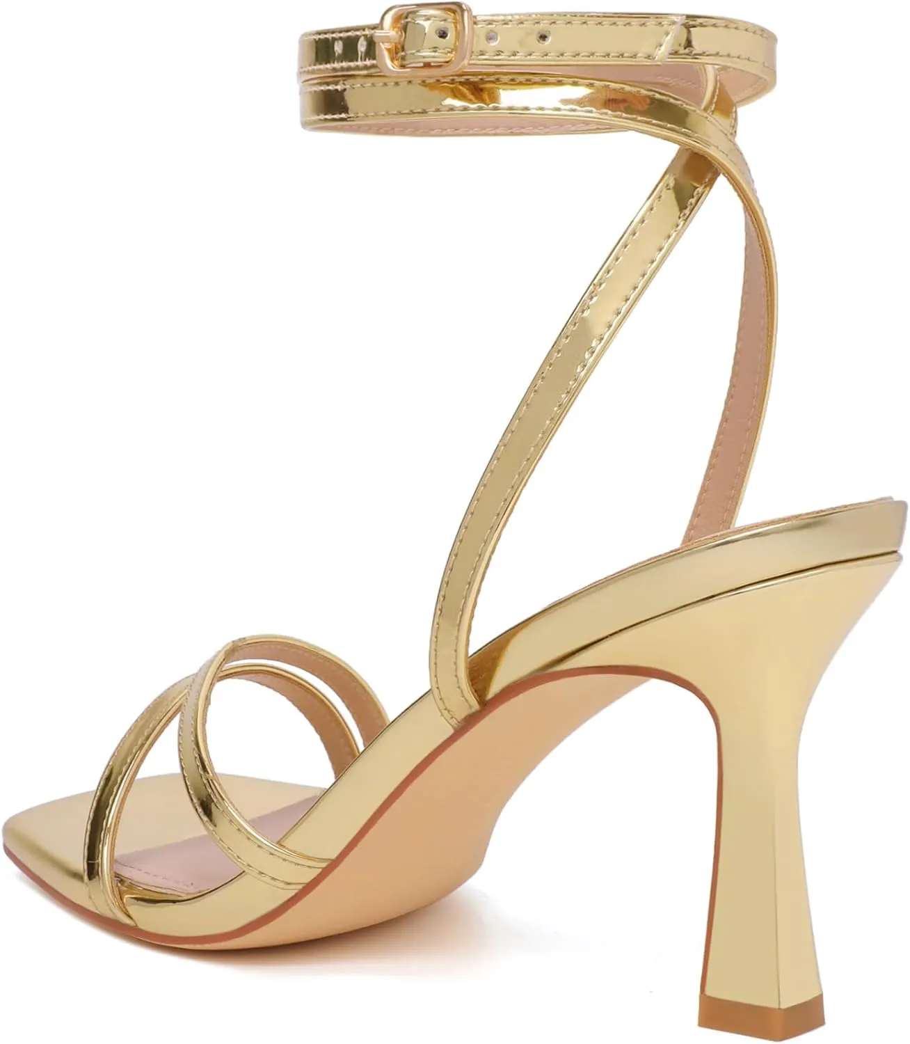 Mostrin Womens Sandals Strappy Heels for Women Ankle Strap Lace Up Heels Square Open Toe Heels Tie Up Stiletto High Heeled Sandals for Prom, Party, Daily Wear