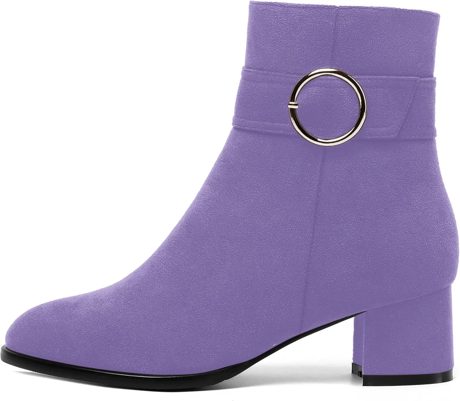 MOVINSTEPS Ankle Boots for Women Low Chunky Heel Wide Width Suede Short Booties Comfortable Casual Business Fashion Dressy Fall Winter Boots 2 Inch