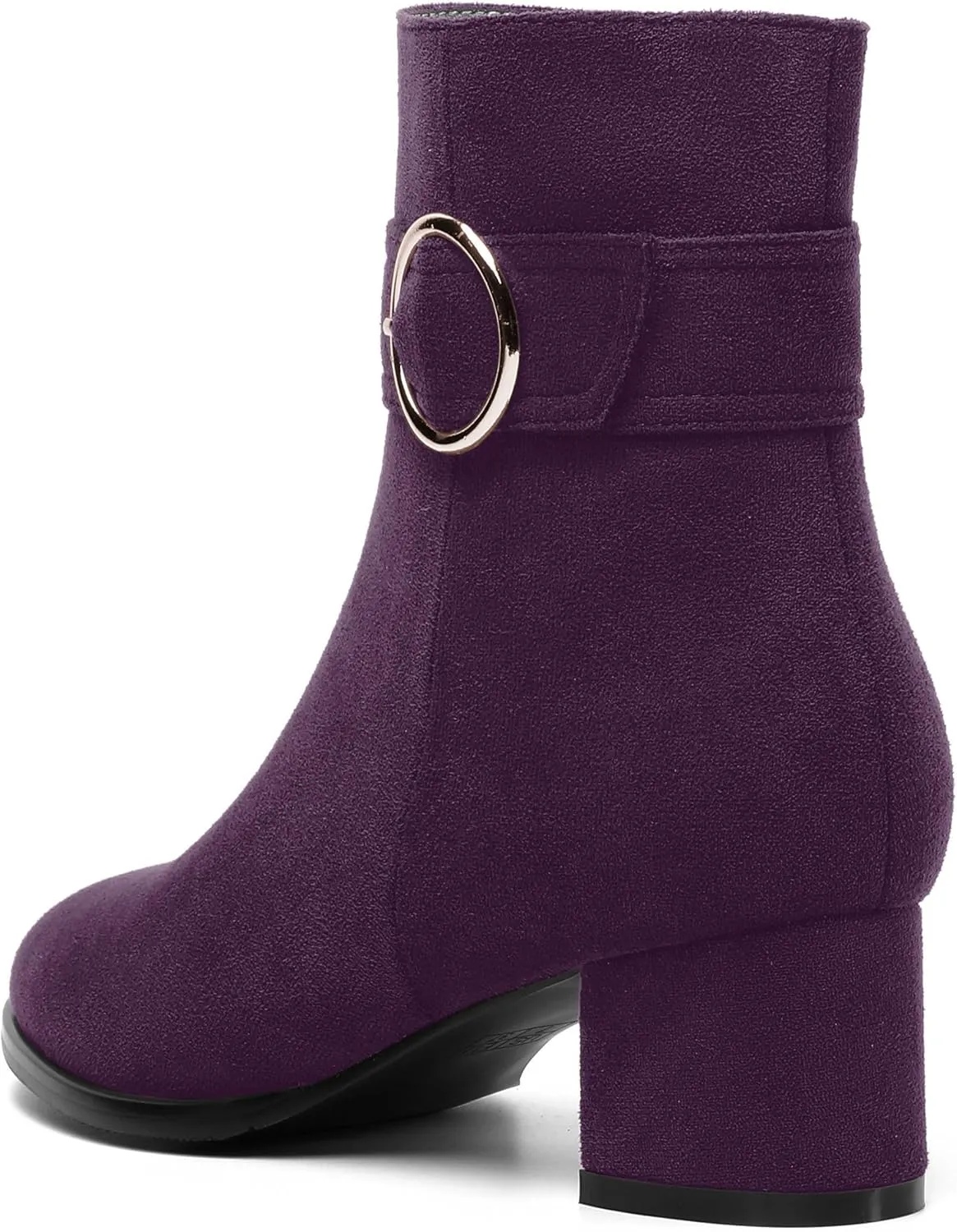 MOVINSTEPS Ankle Boots for Women Low Chunky Heel Wide Width Suede Short Booties Comfortable Casual Business Fashion Dressy Fall Winter Boots 2 Inch