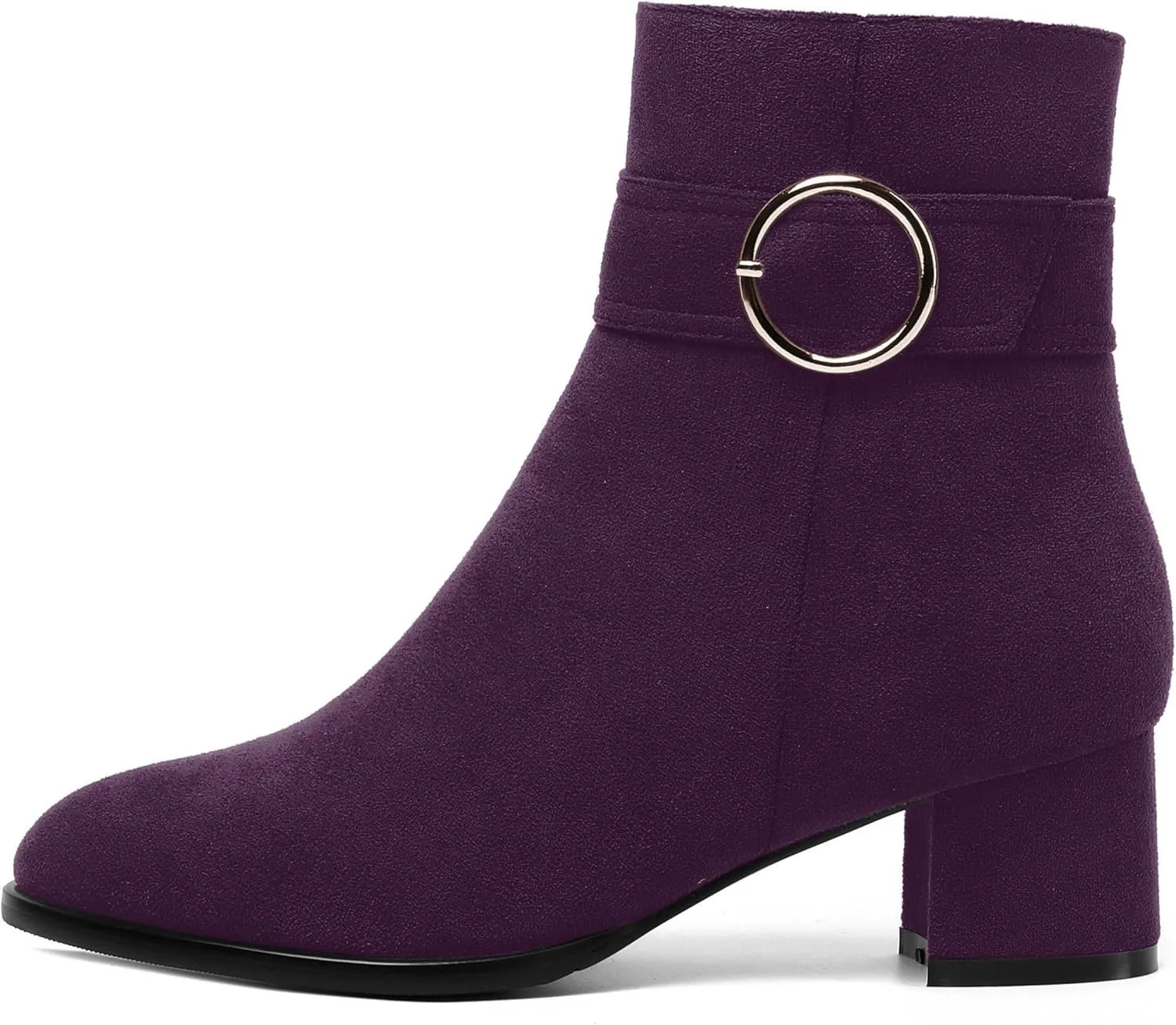 MOVINSTEPS Ankle Boots for Women Low Chunky Heel Wide Width Suede Short Booties Comfortable Casual Business Fashion Dressy Fall Winter Boots 2 Inch