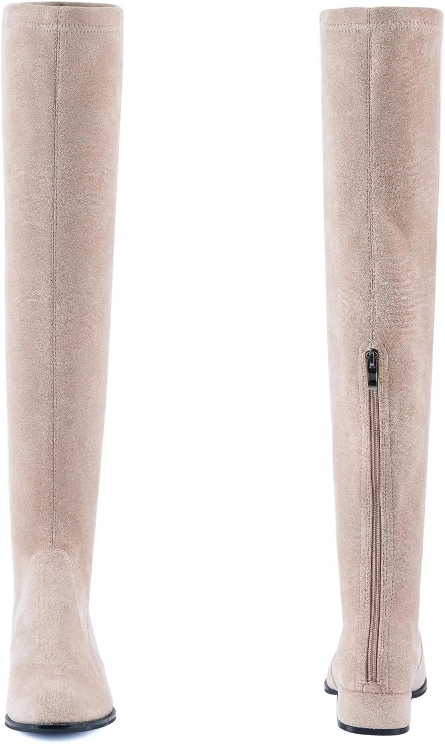 Mtzyoa Thigh High Block Heel Boot Women Pointed Toe Stretch Over The Knee Boots