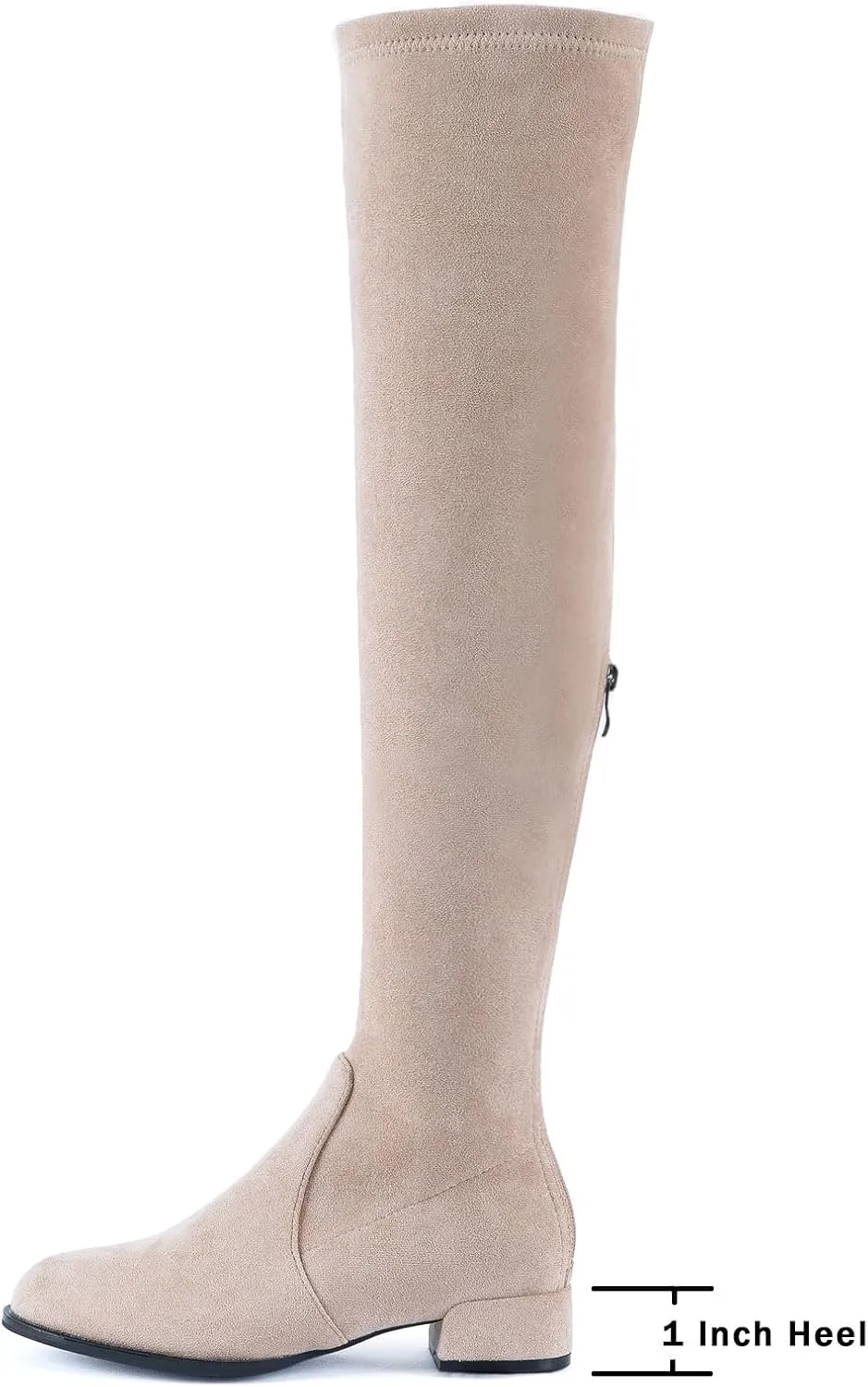 Mtzyoa Thigh High Block Heel Boot Women Pointed Toe Stretch Over The Knee Boots