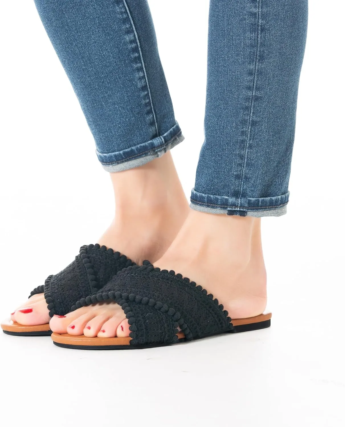Mtzyoa Women Flat Sandals Braided Leather Crossover Nude Dressy Fashion Evening Party Wedding Sandals