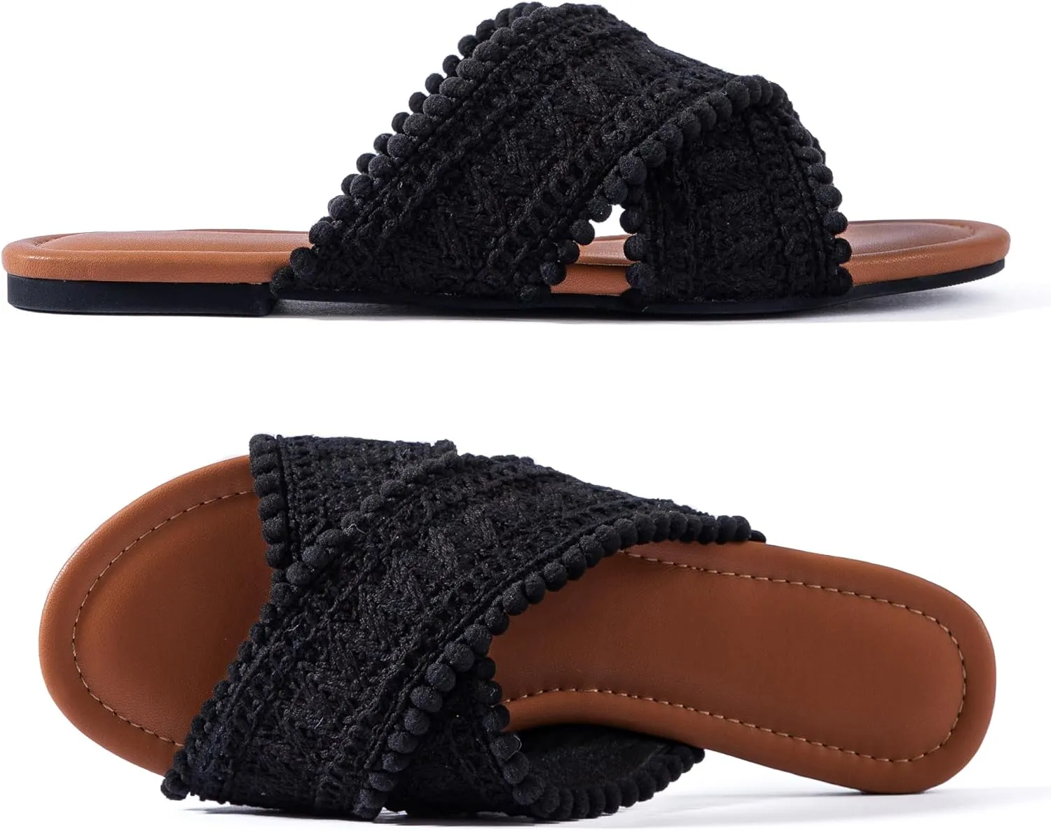 Mtzyoa Women Flat Sandals Braided Leather Crossover Nude Dressy Fashion Evening Party Wedding Sandals