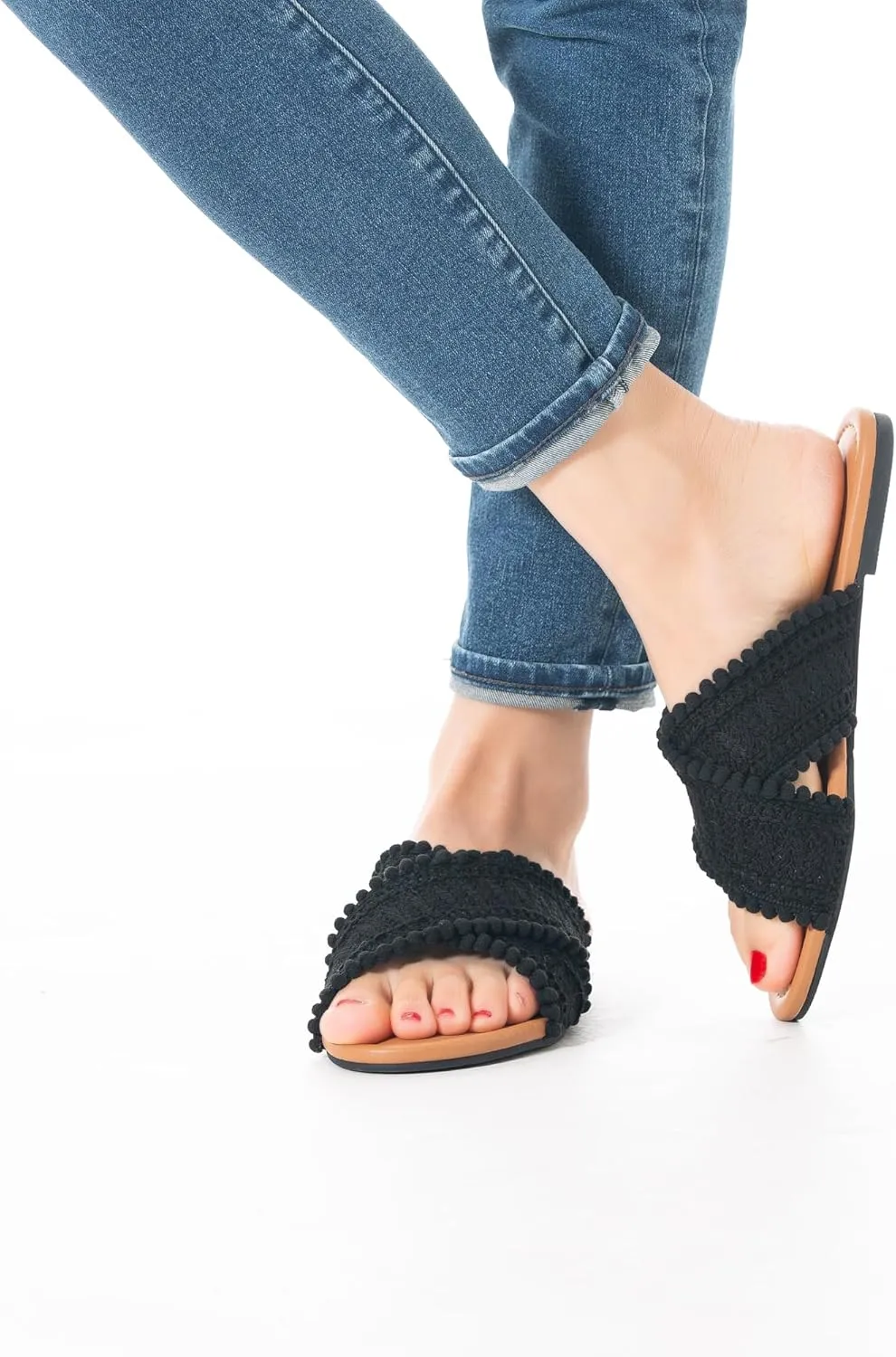 Mtzyoa Women Flat Sandals Braided Leather Crossover Nude Dressy Fashion Evening Party Wedding Sandals