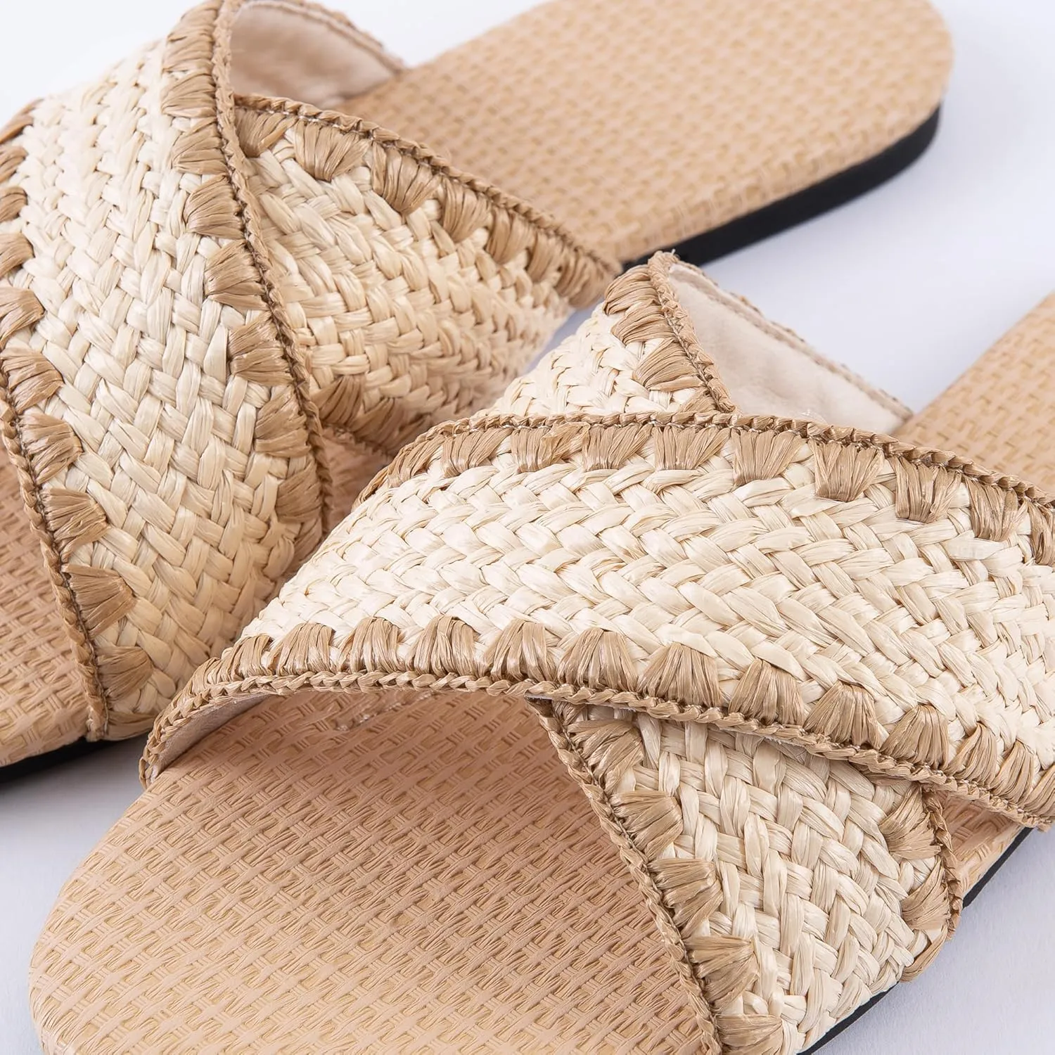 Mtzyoa Women Flat Sandals Braided Leather Crossover Nude Dressy Fashion Evening Party Wedding Sandals