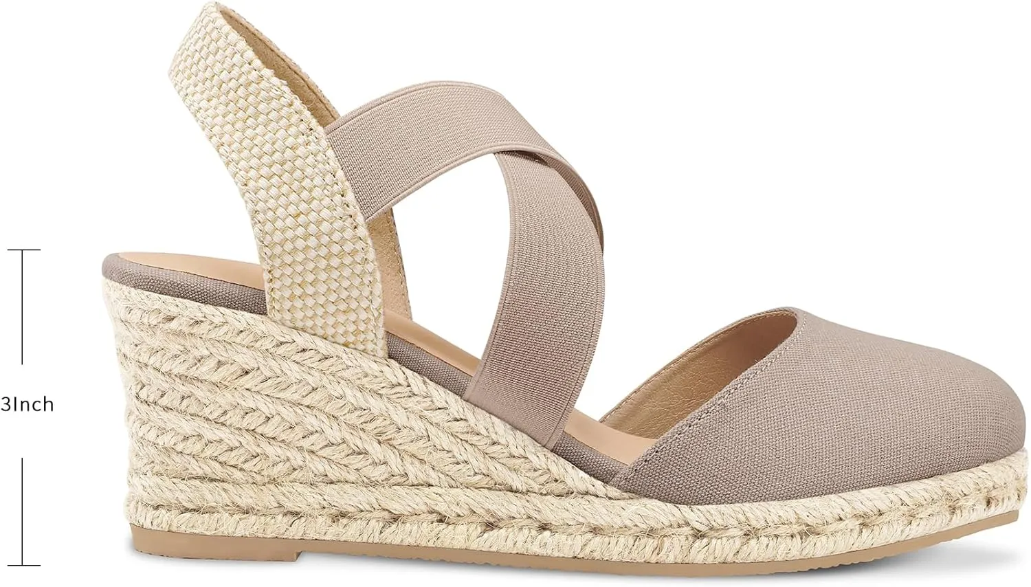 mysoft Women's Closed Toe Crisscross Elastic Ankle Strap Platform Espadrille Wedge Sandals