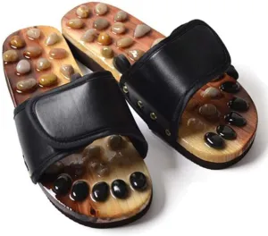 Natural Cobblestone Massage Slippers Foot Reflexology Massage Promote Blood Circulation Relieves Foot Pain Sandals