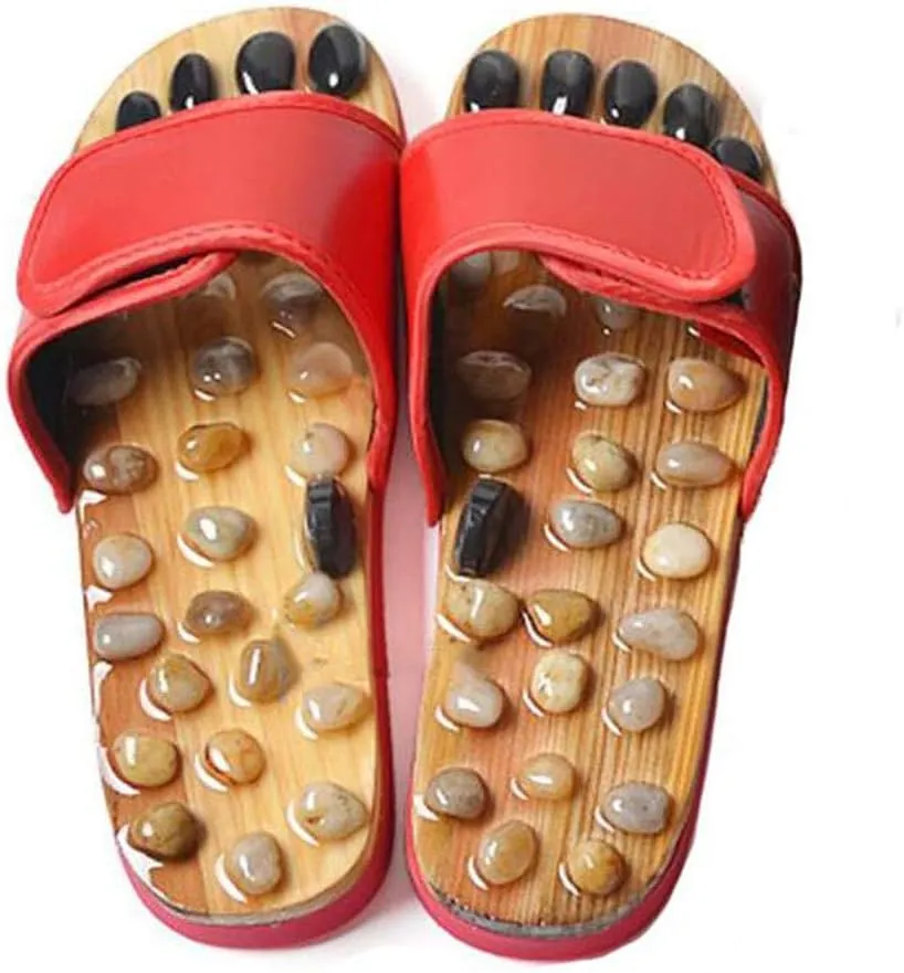 Natural Cobblestone Massage Slippers Foot Reflexology Massage Promote Blood Circulation Relieves Foot Pain Sandals