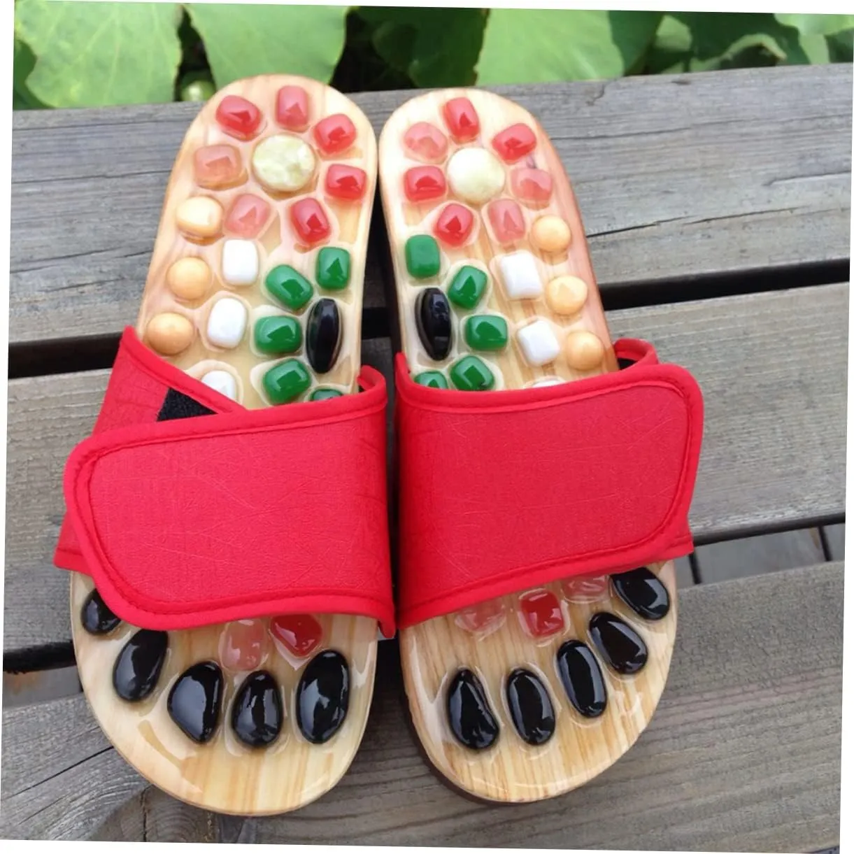 Natural Jade Foot Massage Shoes Cobblestone Pattern Health Massage Slippers Size 41-42