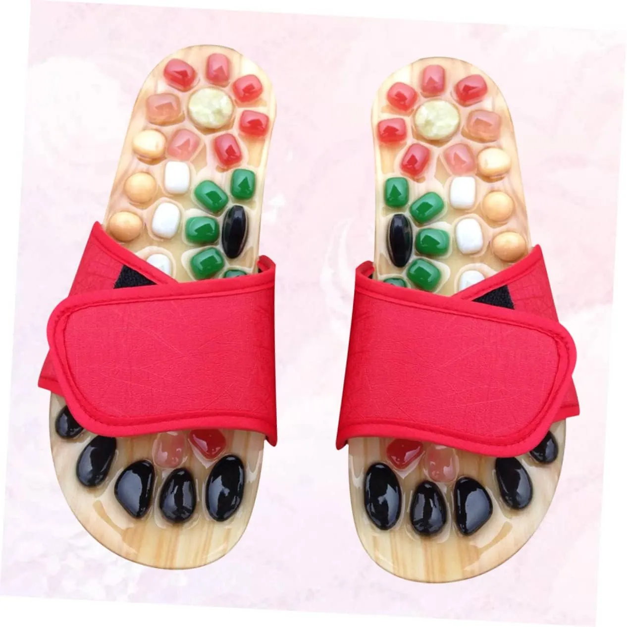 Natural Jade Foot Massage Shoes Cobblestone Pattern Health Massage Slippers Size 41-42