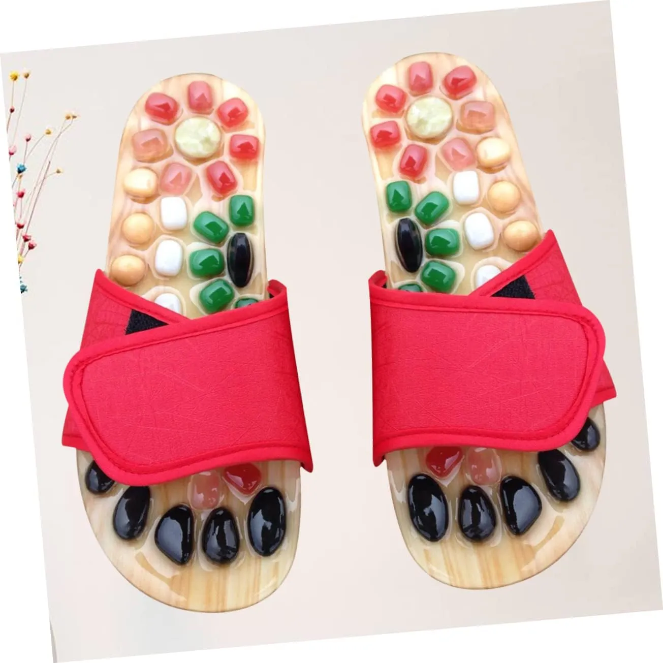 Natural Jade Foot Massage Shoes Cobblestone Pattern Health Massage Slippers Size 41-42