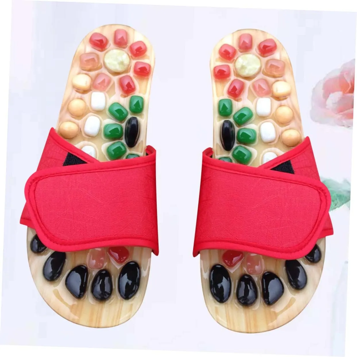Natural Jade Foot Massage Shoes Cobblestone Pattern Health Massage Slippers Size 41-42